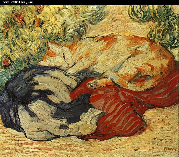 Franz Marc Cats on a Red Cloth